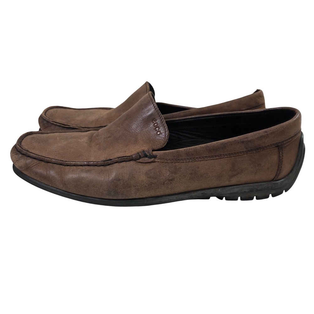 ECCO Brown Leather Driving Loafers Slip On Shoes EU 47 US 13 Handsewn Comfort